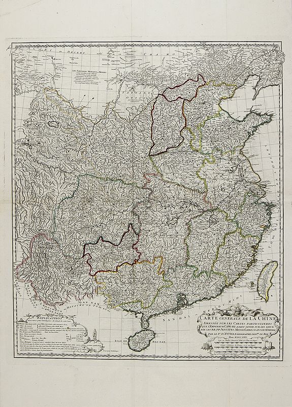 D' ANVILLE, J.B., Carte Generale de la Chine Dressée sur les Cartes Particulieres Que l' Empereur Chang-Hi a fait lever sur les lieux..., antique map, old maps
