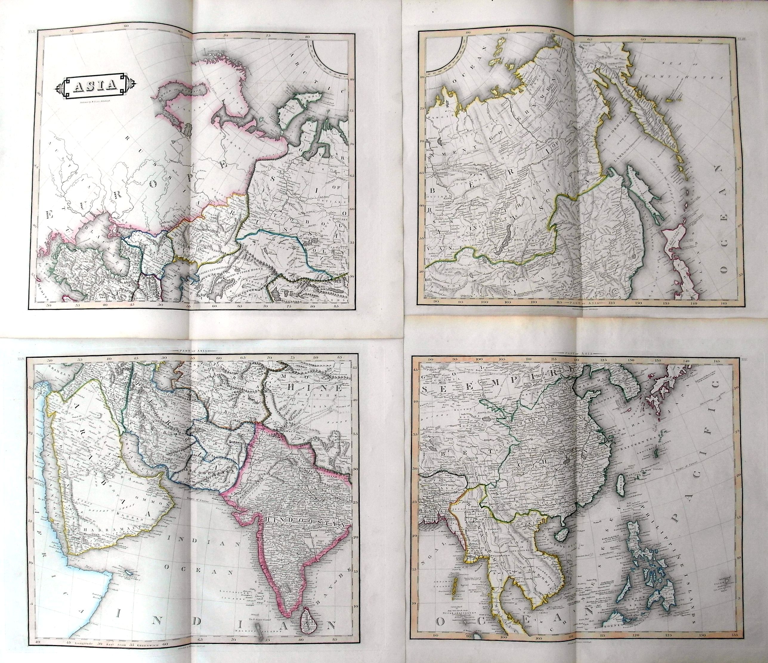 LIZARS, W., Asia, antique map, old maps