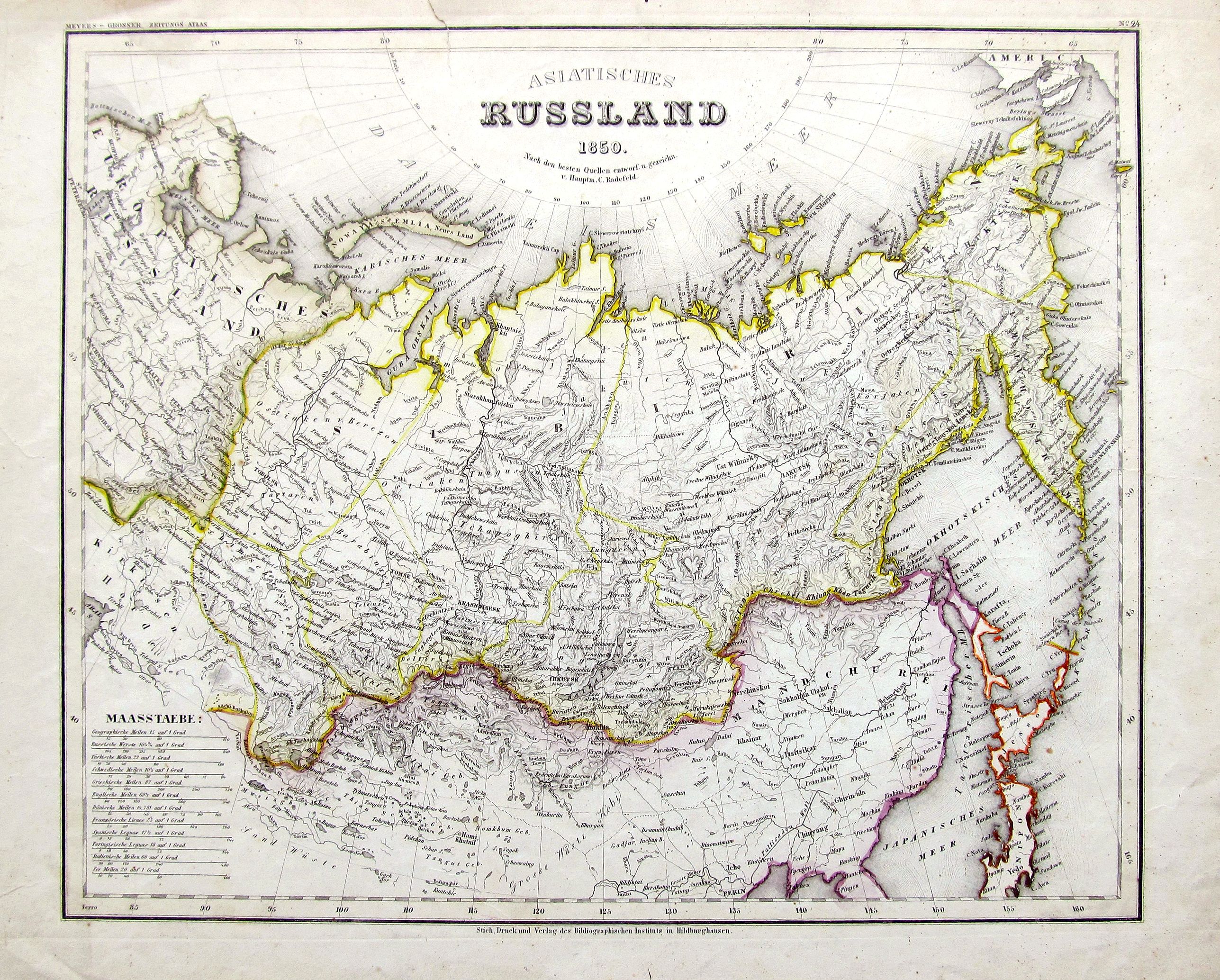 RADEFELD, C., Asiatisches Russland 1850., antique map, old maps