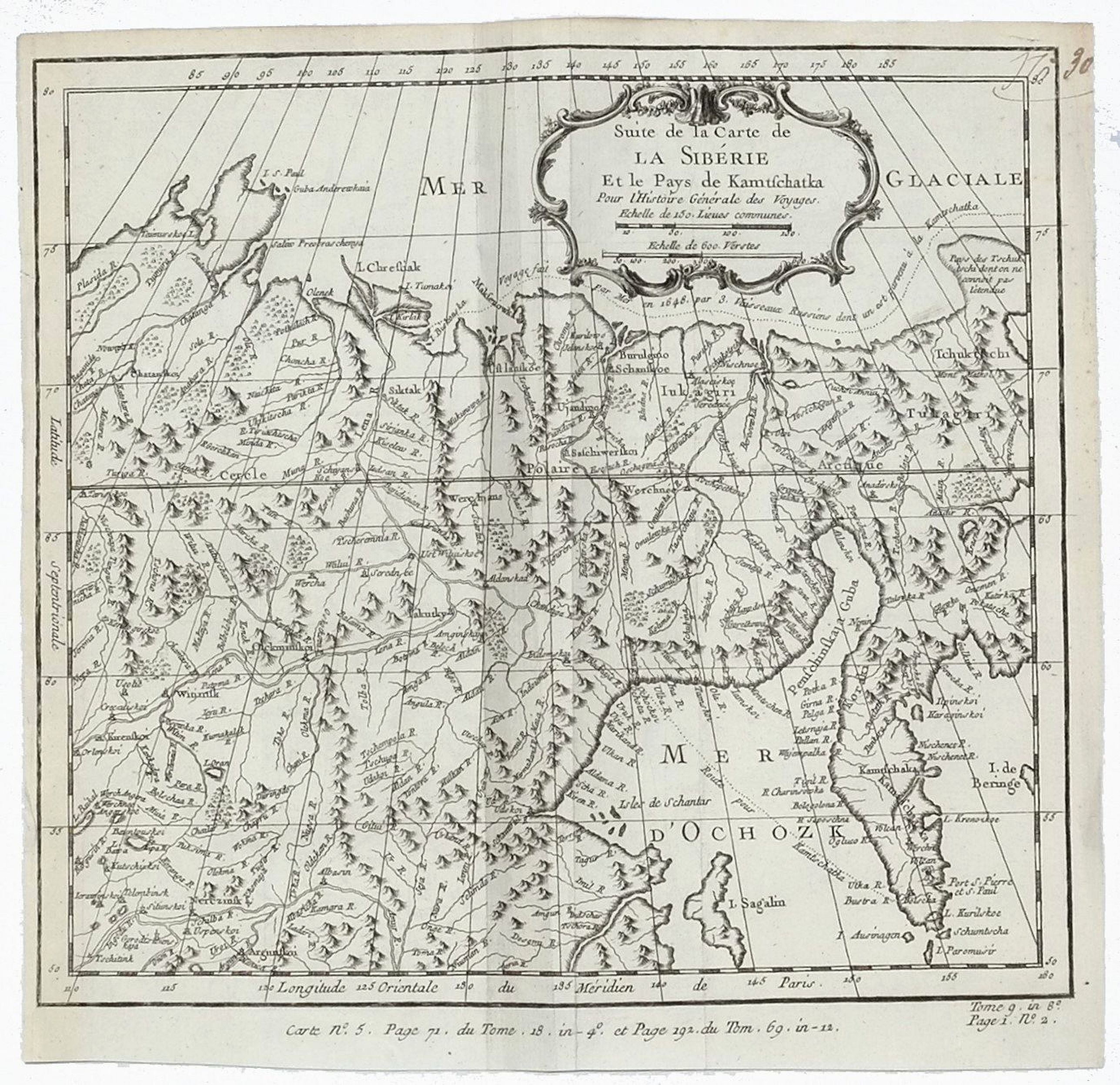 Bellin, J.N., Suite de la Carte de la Siberie Et le Pays de Kamtschatka., antique map, old maps