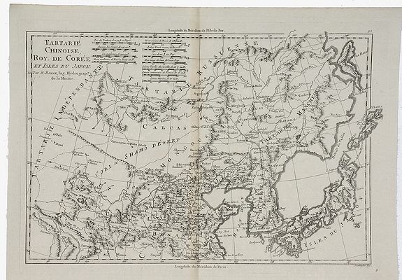 BONNE, R., Tartarie Chinoise, Roy, de Coree et Isles du Japon., antique map, old maps