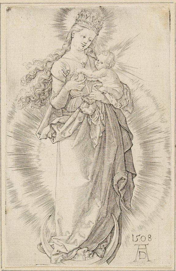 ALBRECHT DUERER, The crowned Holy Virgin., antique map, old maps