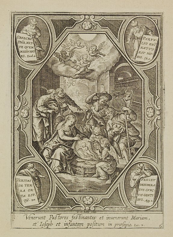 J.B.BARBE (1578-1649)., Venerunt pastores., antique map, old maps