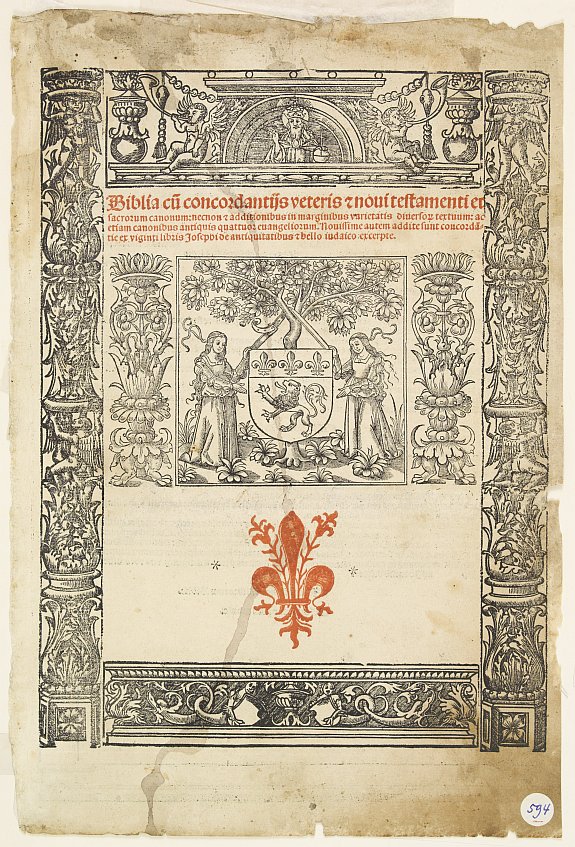JACQUES HUGUETAN, probably., Biblia cu(m) concordantijs veteris..., antique map, old maps