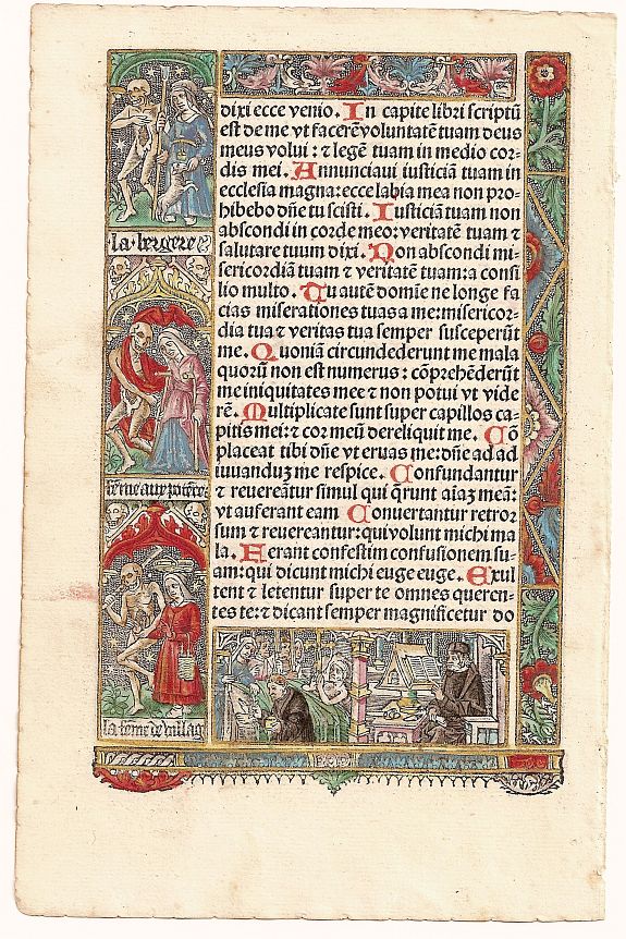 Higman for Simon Vestre, Printed leaf from a Book of Hours., antique map, old maps