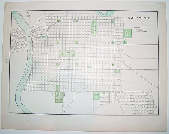 CRAM, George F., Sacramento., antique map, old maps
