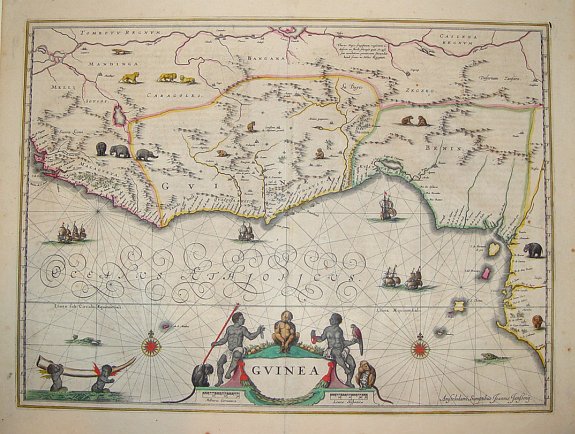 JANSSONIUS, J., Guinea., antique map, old maps