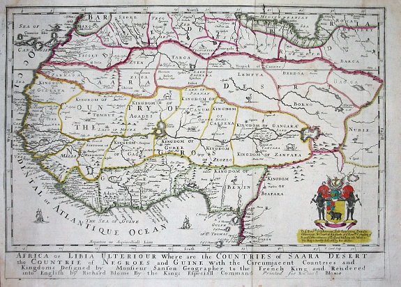 BLOME, R., Africa or Libia Ulteriour Where are the Countries of Saara Desert..., antique map, old maps