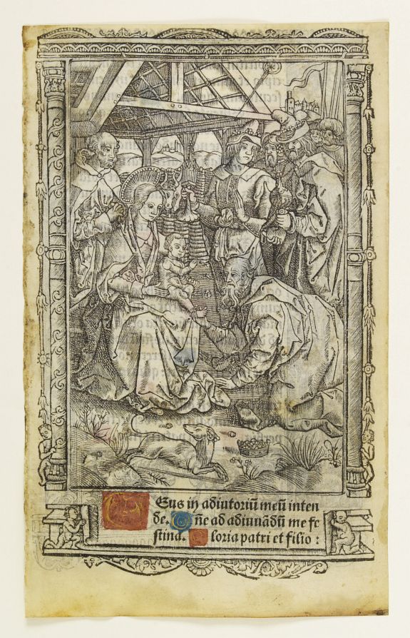 HAROUYN,G., Page from a printed Book of Hours., antique map, old maps