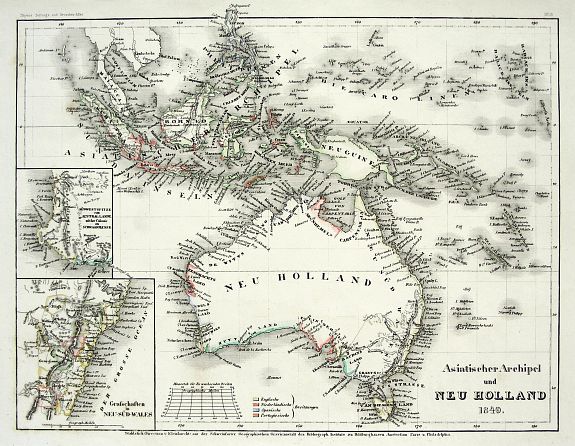 MEYER, J., ASIATISCHER ARCHIPEL UND NEU HOLLAND 1849, antique map, old maps