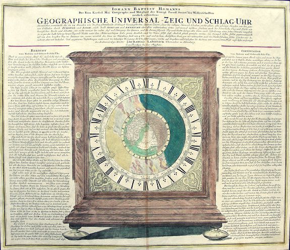 HOMANN, J.B., GEOGRAPHISCHE UNIVERSAL - ZEIG UND SCHLAG - UHR, antique map, old maps