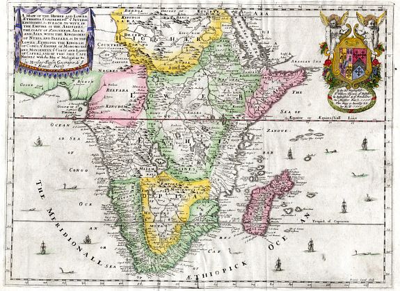 BLOME, R, A Mapp of the Higher and Lower Aethiopia Comprehending ye Several Kingdomes ..., antique map, old maps