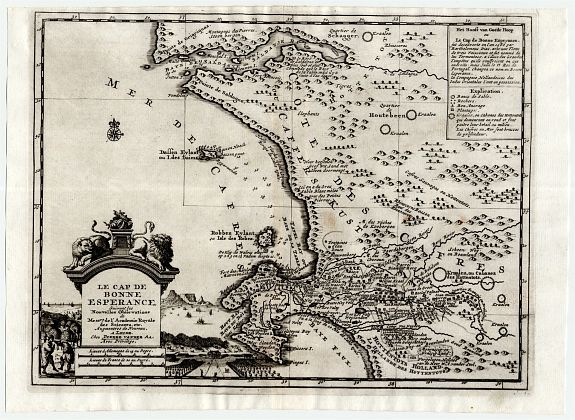 van der Aa, Pieter [1659-1773], Le Cap de Bonne Esperance Suivant les Nouvelles Observations , antique map, old maps