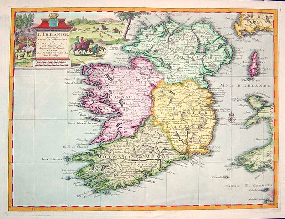 VAN DER AA, Pieter, L''irelande suivant les nouvelles observations, antique map, old maps