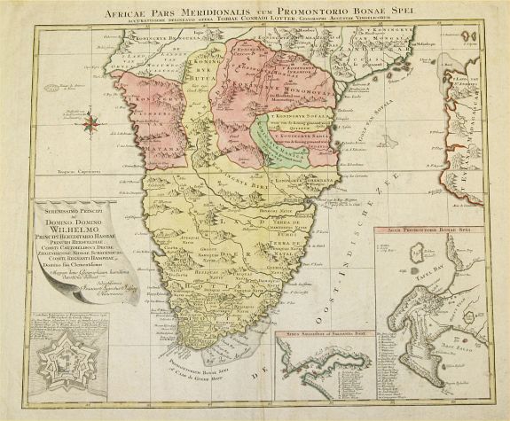 LOTTER, Tobias Conrad, Africae Pars Meridionalis cum Promontorio Bonae Spei Accuratissime Delineato , antique map, old maps
