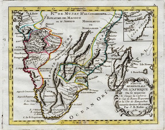 Nolin, Jean Baptiste, Partie Meridionale de L'Afrique., antique map, old maps