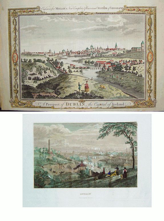 Item 1) MILLAR, George H., Item 2) Anonymous, LOT of 2: 1) A Prospect of Dublin the Capital of Ireland 2) Dublin, antique map, old maps