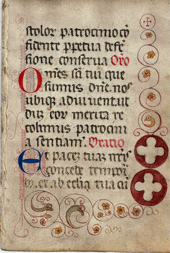 Anonymous, Manuscript leaf from a Book of Hours., antique map, old maps