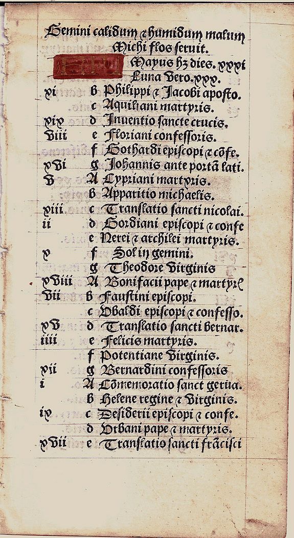 Hardouyn, Calendar Leaf from a Book of Hours, antique map, old maps