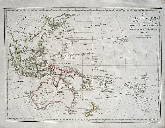 MOLLO, T., Australien nach den neuesten astronomischen Bestimmungen und Entdeckungs-Reisen, antique map, old maps