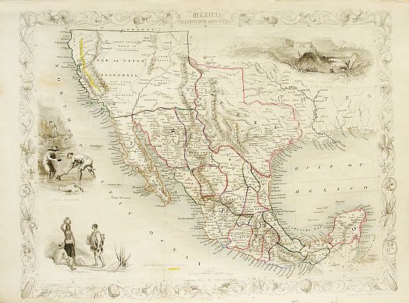 TALLIS, J., Mexico, California and Texas., antique map, old maps