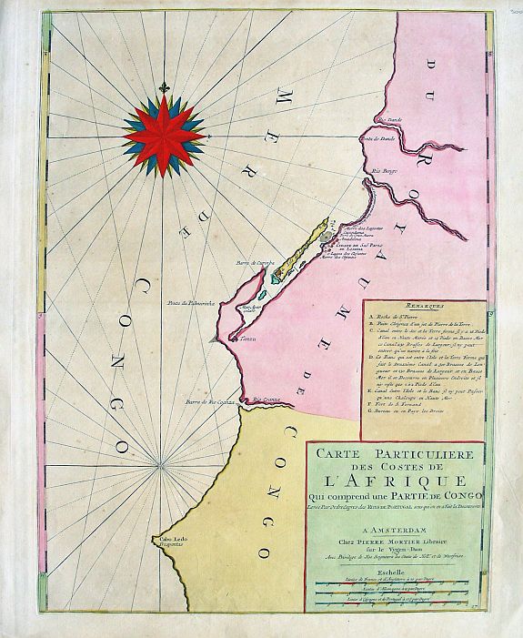 MORTIER, P., Carte Particuliere des costes de l'Afrique qui comprend une partie de Congo, antique map, old maps