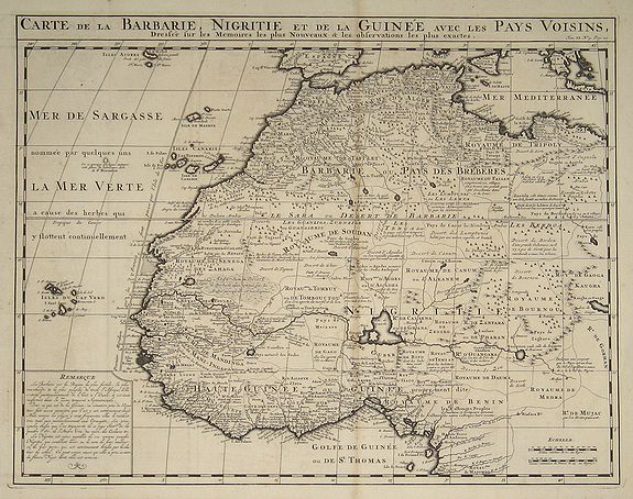 Chatelain, Henri Abraham, Carte de la Barbarie, Nigritie et de la Guinee avec les Pays Voisins, antique map, old maps