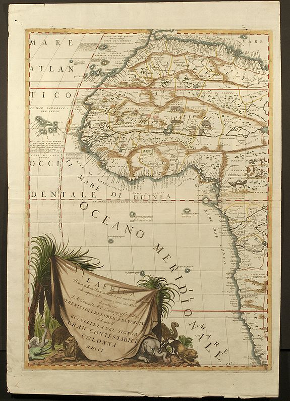 Coronelli, V.M., L'Africa divisa nelle sue Parti secondo le piu moderne, relationis colle scoperte dell origine e corso del Niro, antique map, old maps