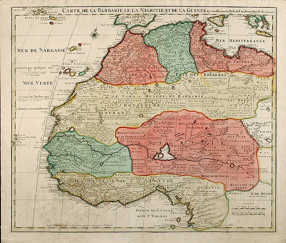de l'Isle, G., Carte De La Barbarie Le La Nigritie Et De La Guinee, antique map, old maps