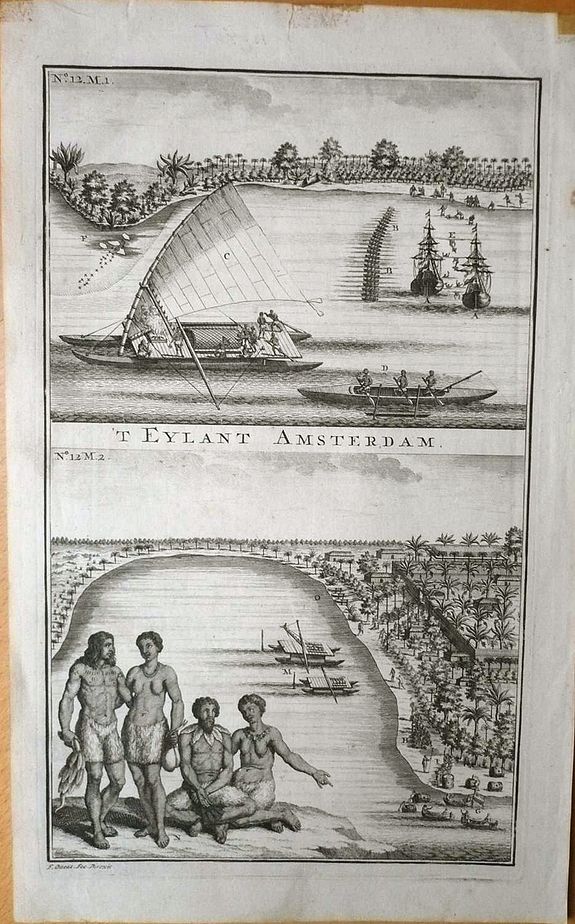Valentijn, Francois (engraver: R. Ottens), \'T Eylant Amsterdam (Solomon Islands)., antique map, old maps