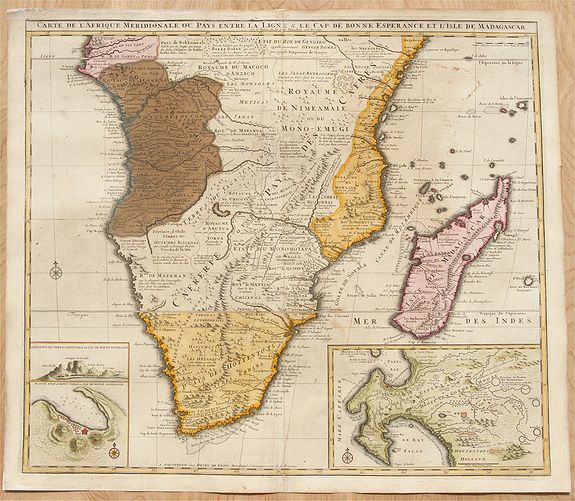 DE LETH, Carte de l'Afrique Méridionale, ou Pays entre la Ligne et le Cap de Bonne Espérance., antique map, old maps