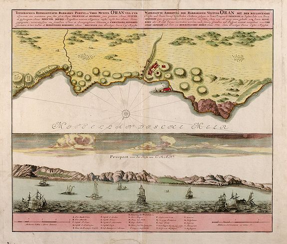 Homann Erben., Wahrhaffte Abbildung der Barbarischen Vestung Oran, antique map, old maps