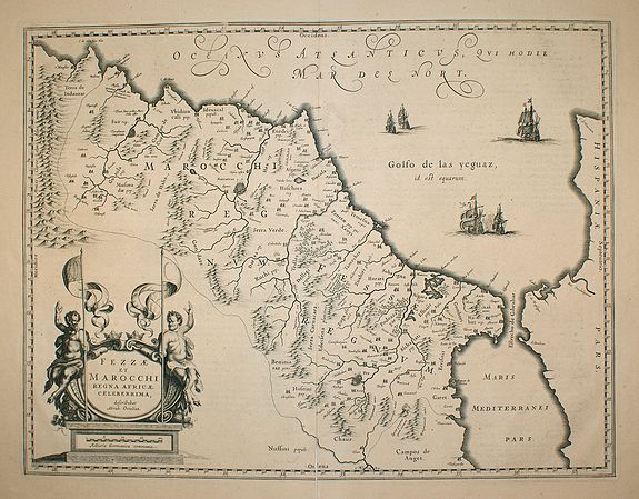 BLAEU,W., Fezzae et Marocchi regna Africae celeberrima., antique map, old maps