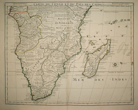 DE L'ISLE., Carte du Congo et du Pays des Cafres.., antique map, old maps
