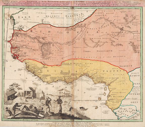 HOMANN HEIRS., Guinea propria, nec non Nigritiae vel Terrae Nigrorum.., antique map, old maps