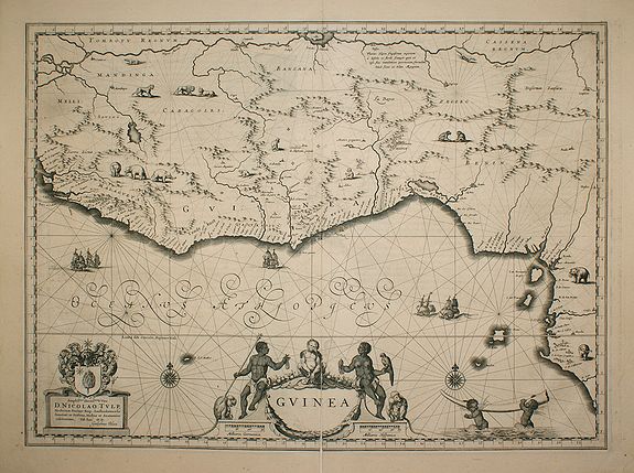 BLAEU, W., Guinea., antique map, old maps