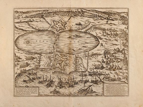 Braun & Hogenberg., Tunes Urbs, antique map, old maps