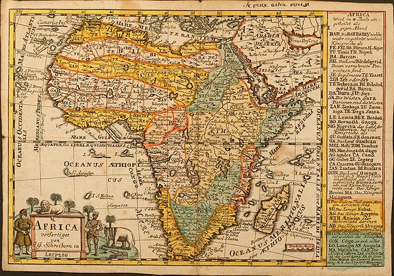 SCHREIBER, J.G., Africa verfertiget von J. G. Schreibern in Leipzig, antique map, old maps