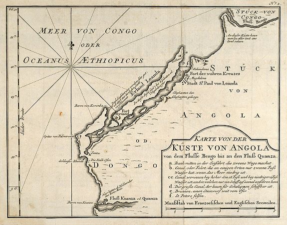 BELLIN, J.N., Karte von der Küste von Angola von dem Flusse Bengo bis an den Fluß Quanza., antique map, old maps