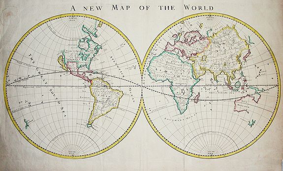 HEYLIN, P., A new map of the world., antique map, old maps