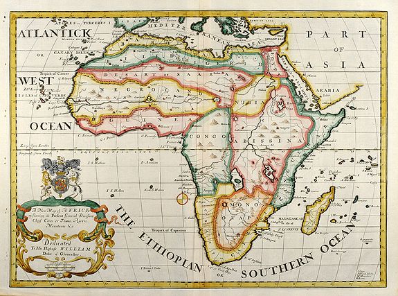 WELLS, E., A New Map of Africk Shewing its Present General Divisions Cheif Cities or Towns, Rivers, Mountains &c., antique map, old maps