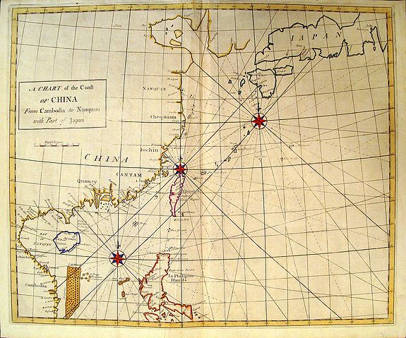 HALLEY, E., A Chart of the Coast of China., antique map, old maps