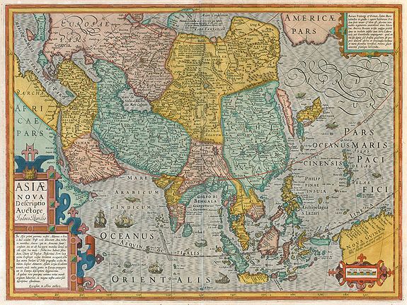 HONDIUS, J., Asiae Nova Descriptio Auctore Jodoco Hondio., antique map, old maps