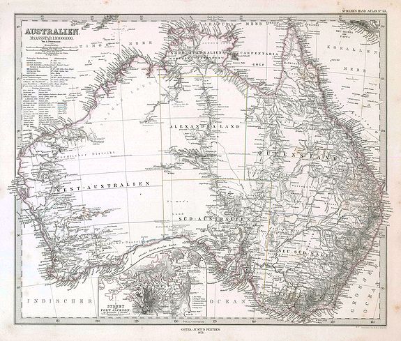 STIELER, A., Australien., antique map, old maps