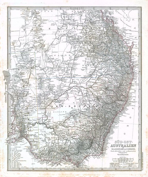 STIELER, A., Sud-ost-Australien., antique map, old maps
