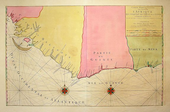 MORTIER, P., Carte Particuliere des costes de l'Afrique qui comprend une partie della Guinée et Partie de Mina..., antique map, old maps