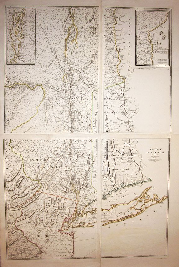 LE ROUGE, Province de New-York en 4 Feuilles par Montresor., antique map, old maps