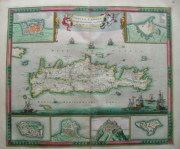 WIT, F DE, Insula Candia Ejusque Fortificatio., antique map, old maps