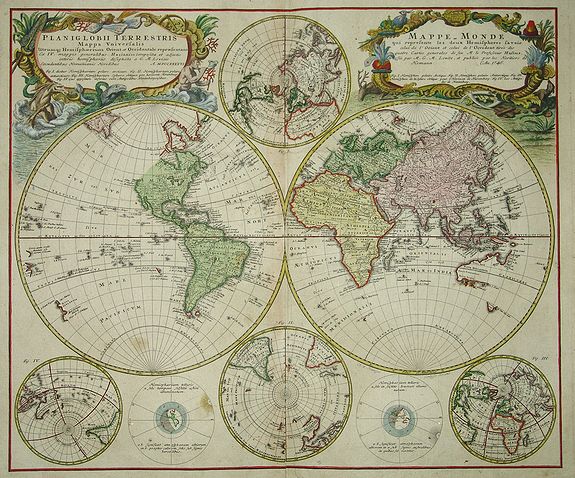 HOMANN HEIRS, Planiglobii Terrestris. . ., antique map, old maps
