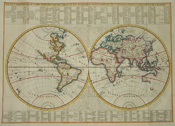 CHATELAIN, H., Nouvaux Mappemonde ou globe terrestre avec des tables et des ..., antique map, old maps